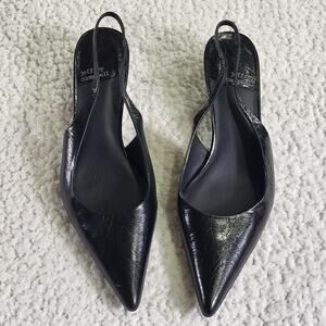 Jeffery Campbell YOU-WISH Leather Slingback black heels  Womens size 6